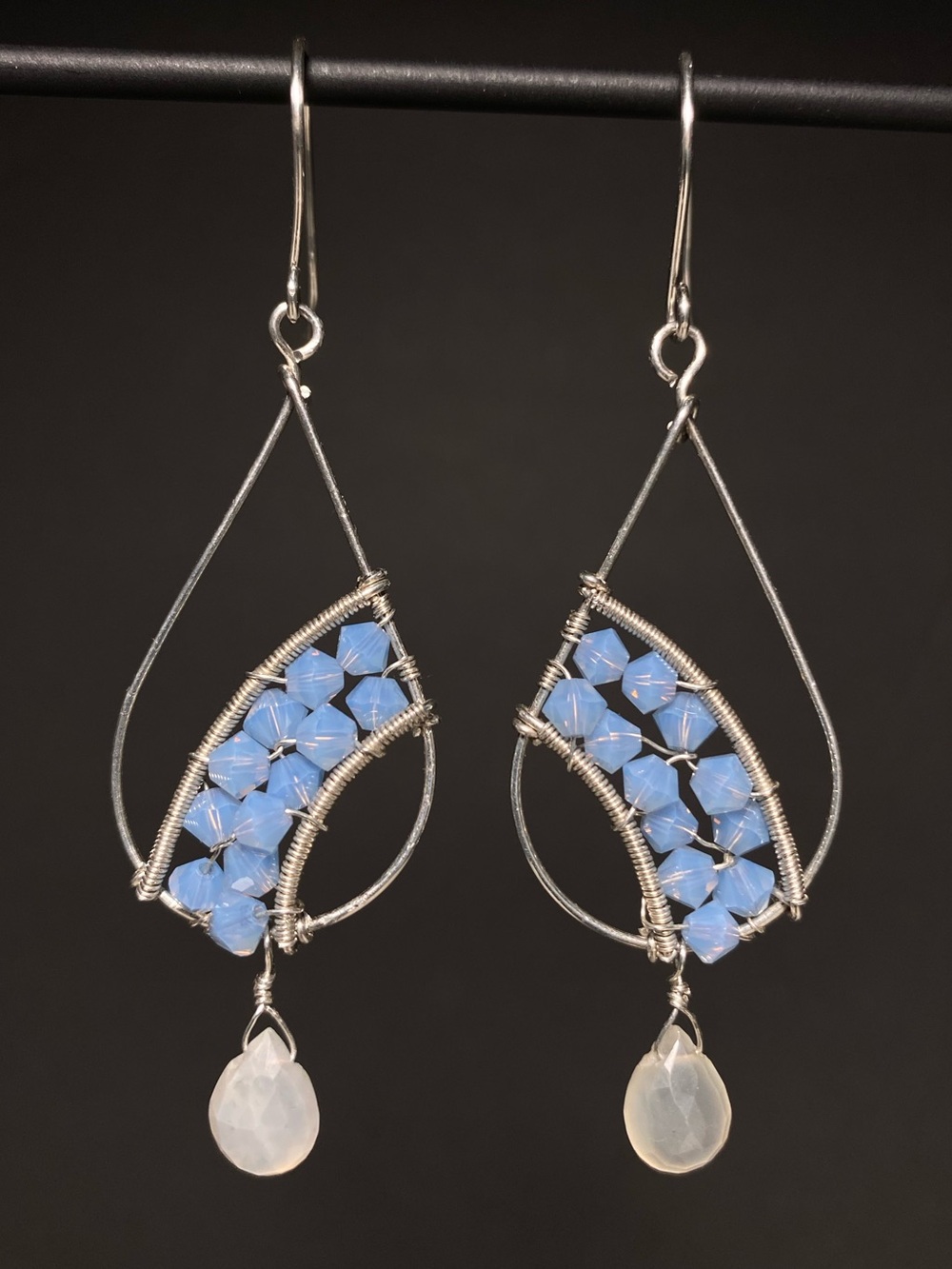 Moonstone & Swarovski Crystal Sterling Silver Earrings